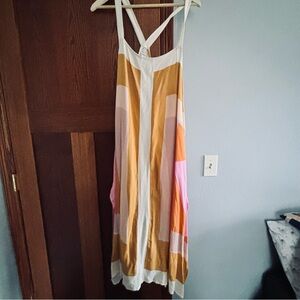 O'Neill Backless Dress in Pink, Orange, and Cream